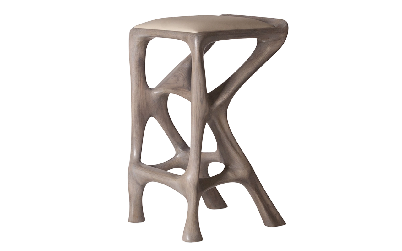 sculptural solid wood stool Chimera by Amorph