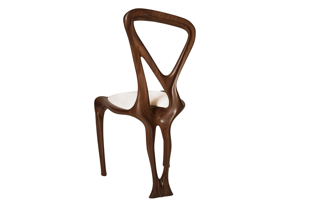 Sculptural solid wood chair Gazelle by Amorph Studio