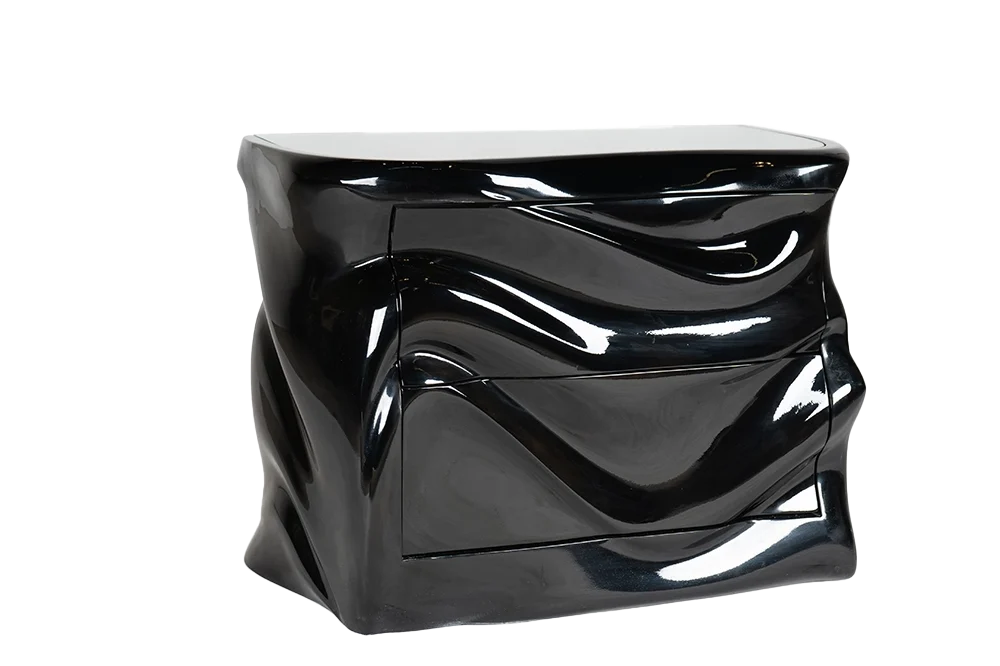 sculptural wood nightstand Noor by Amorph