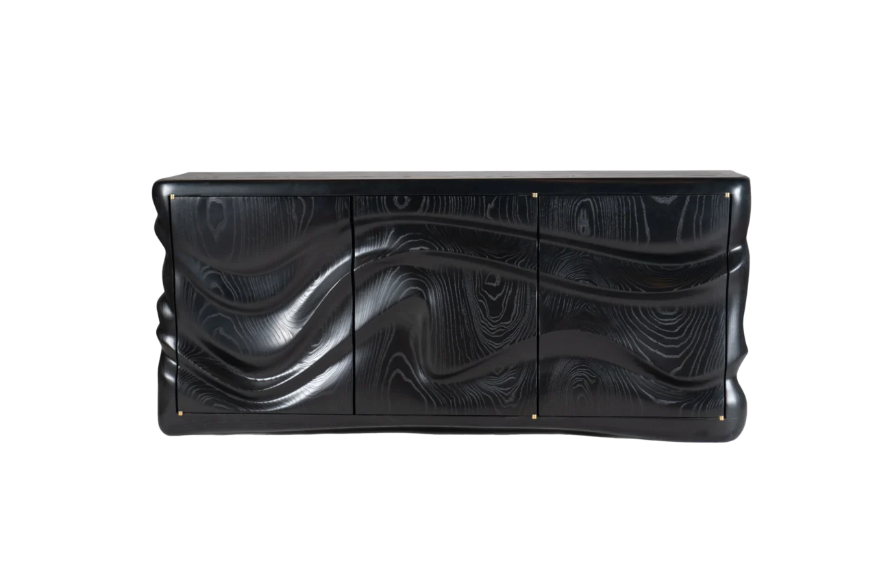 Sculptural solid wood cabinet Xena by Amorph Studio