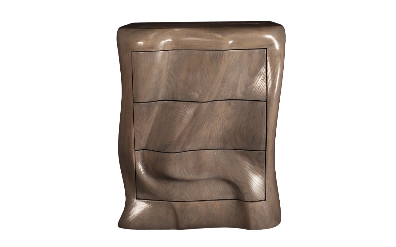 sculptural wood nightstand Hana by Amorph