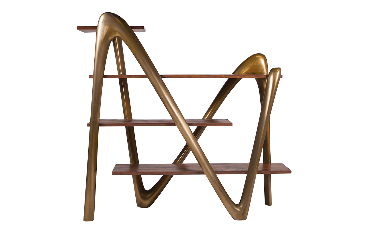 Sculptural solid wood bookcase Luxor by Amorph Studio