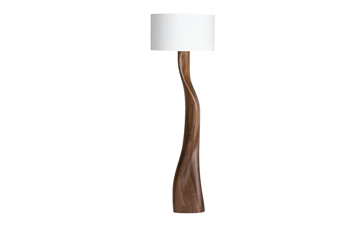Sculptural solid wood floor lamp Roman by Amorph Studio
