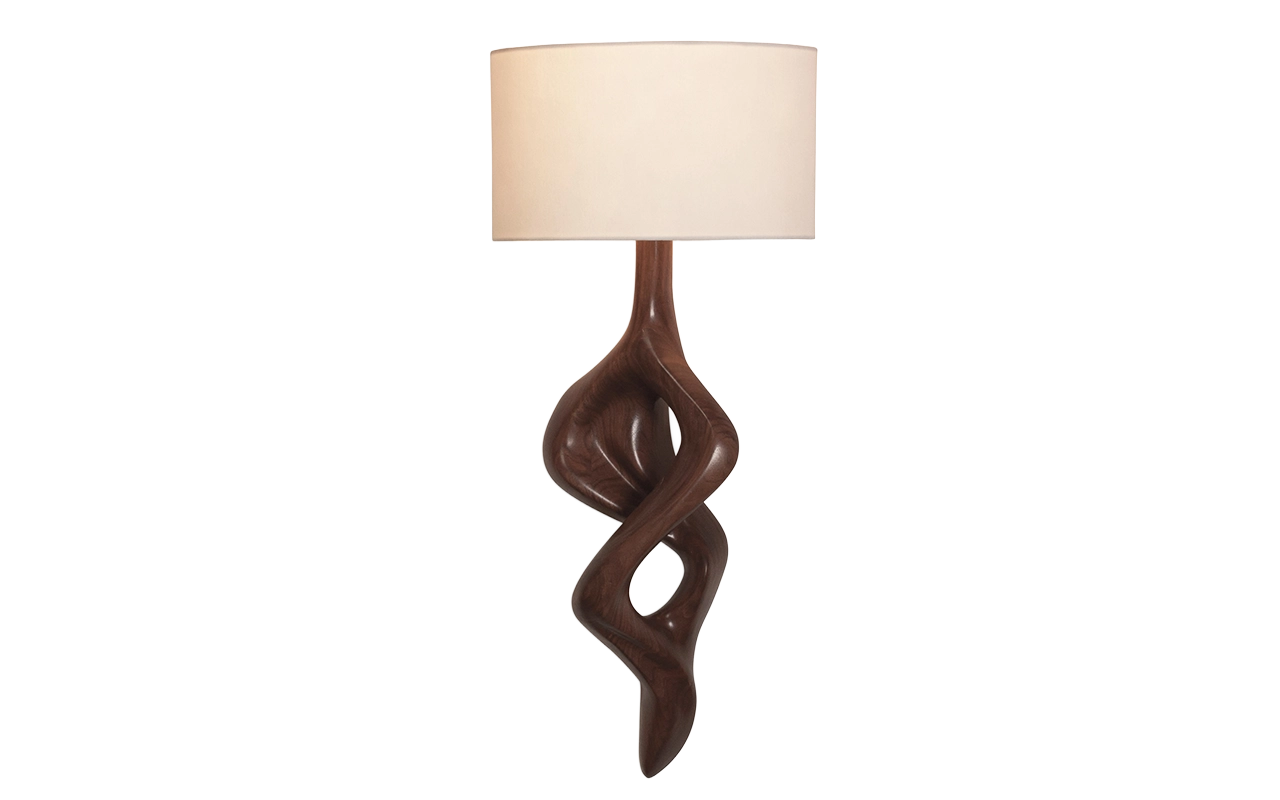Sculptural solid wood wall sconce Nomi by Amorph Studio