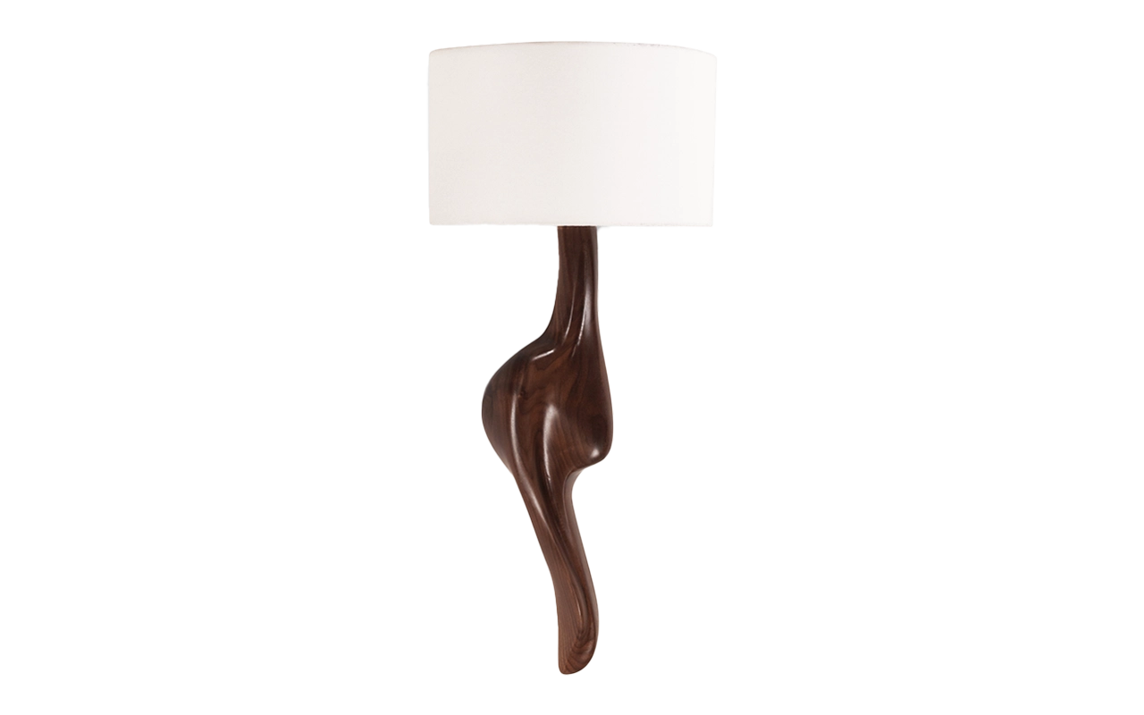 Sculptural solid wood wall sconce Oralee by Amorph Studio