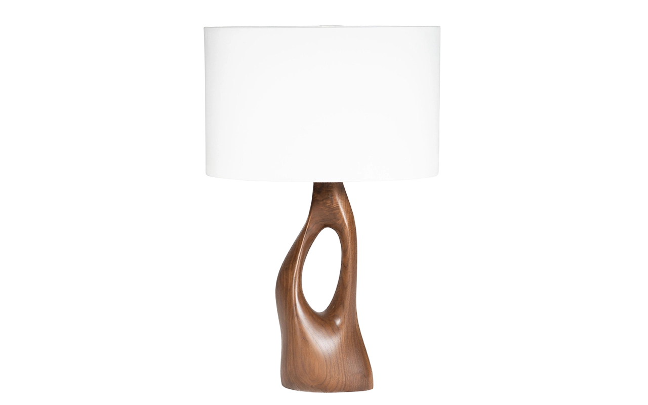 Sculptural solid wood table lamp Helix by Amorph Studio