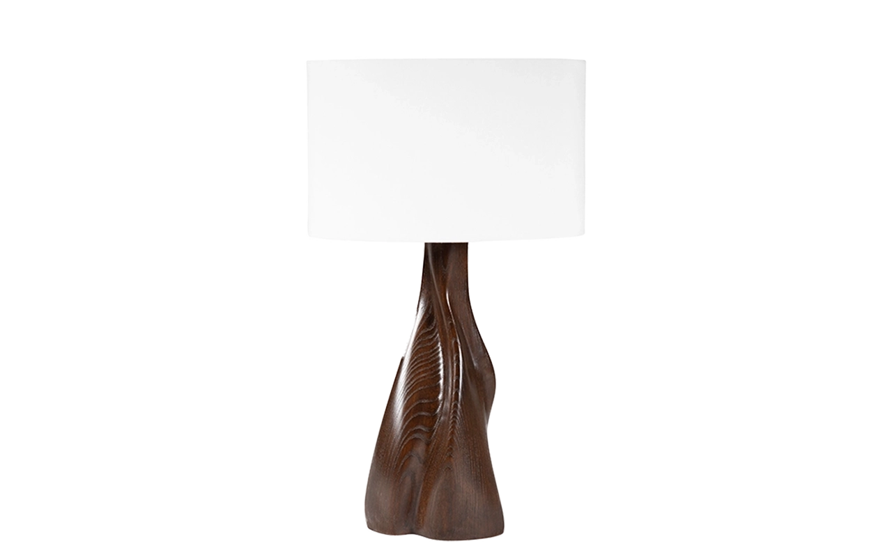 Sculptural solid wood table lamp Nectar by Amorph Studio