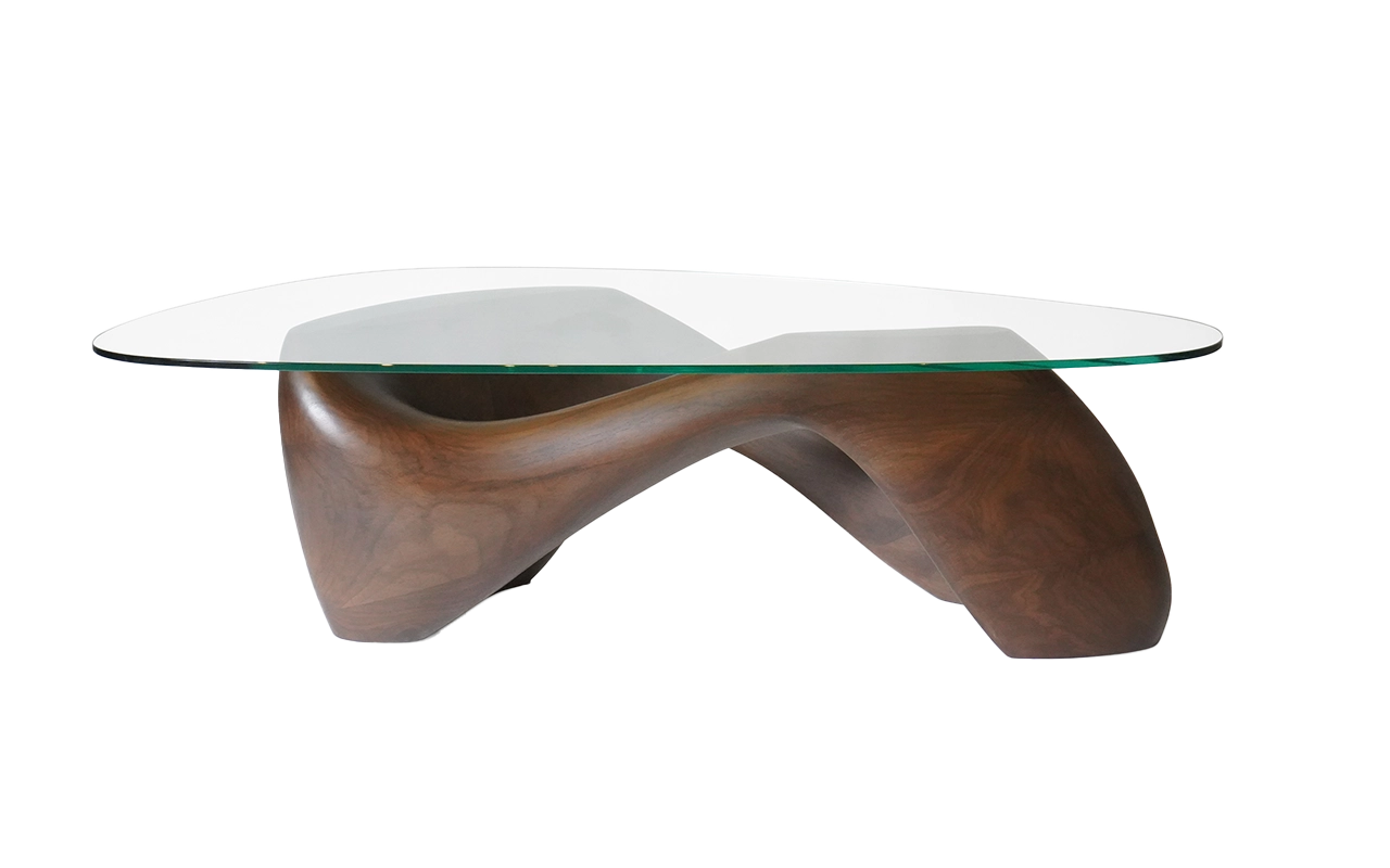 Sculptural solid wood coffee table Lust by Amorph Studio