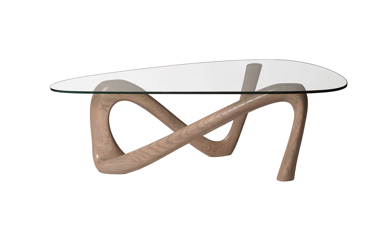 Sculptural solid wood coffee table Iris by Amorph Studio