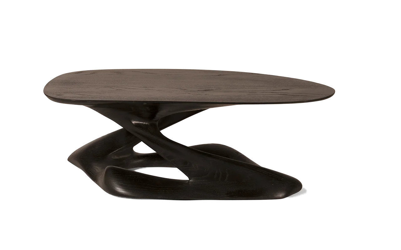 Sculptural solid wood coffee table Plie by Amorph Studio