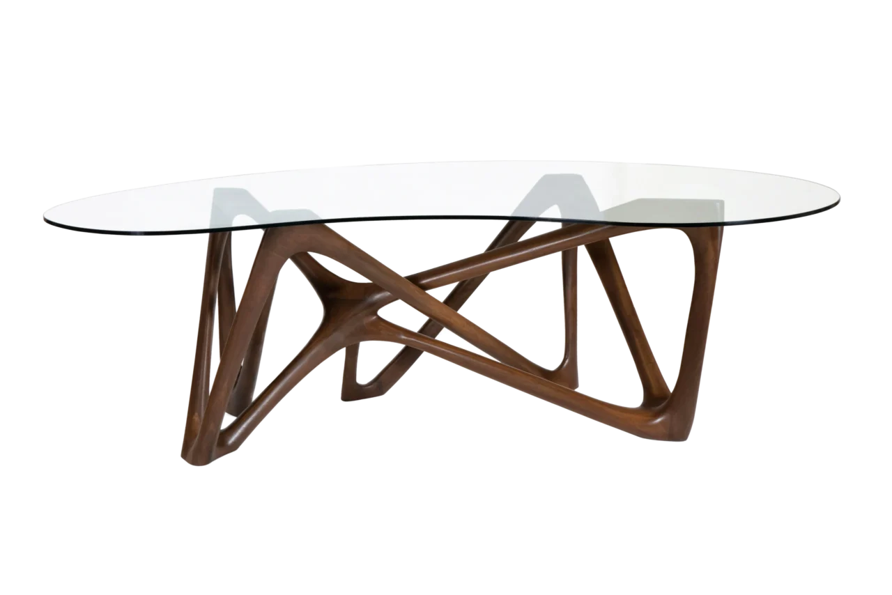 Sculptural solid wood dining table Nars by Amorph Studio