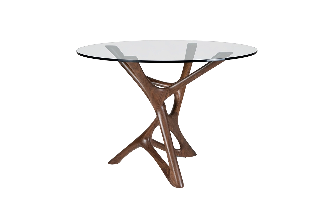 Sculptural solid wood dining table Ava by Amorph Studio