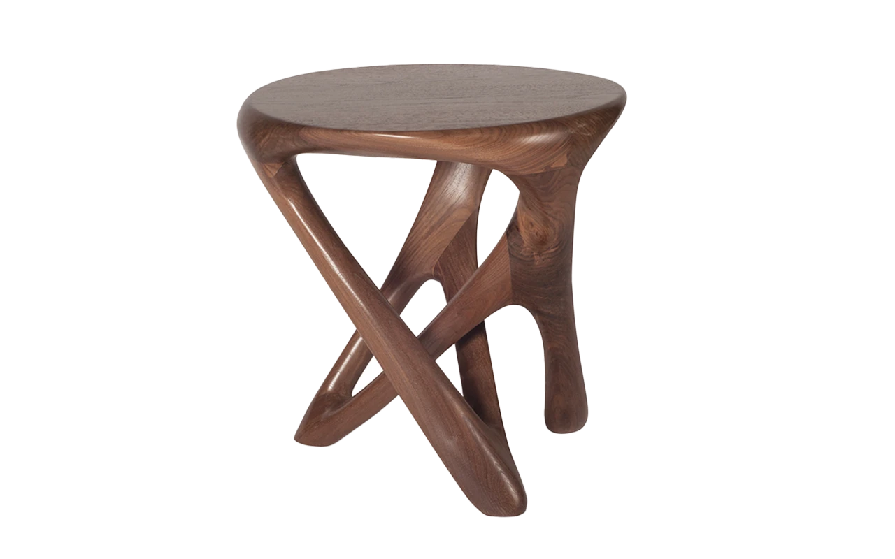 Sculptural solid wood side table Avana by Amorph Studio