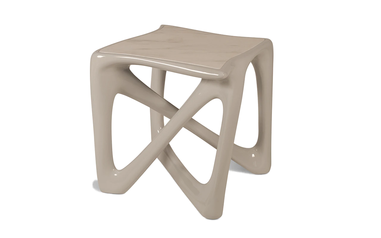 Sculptural solid wood side table Avra by Amorph Studio