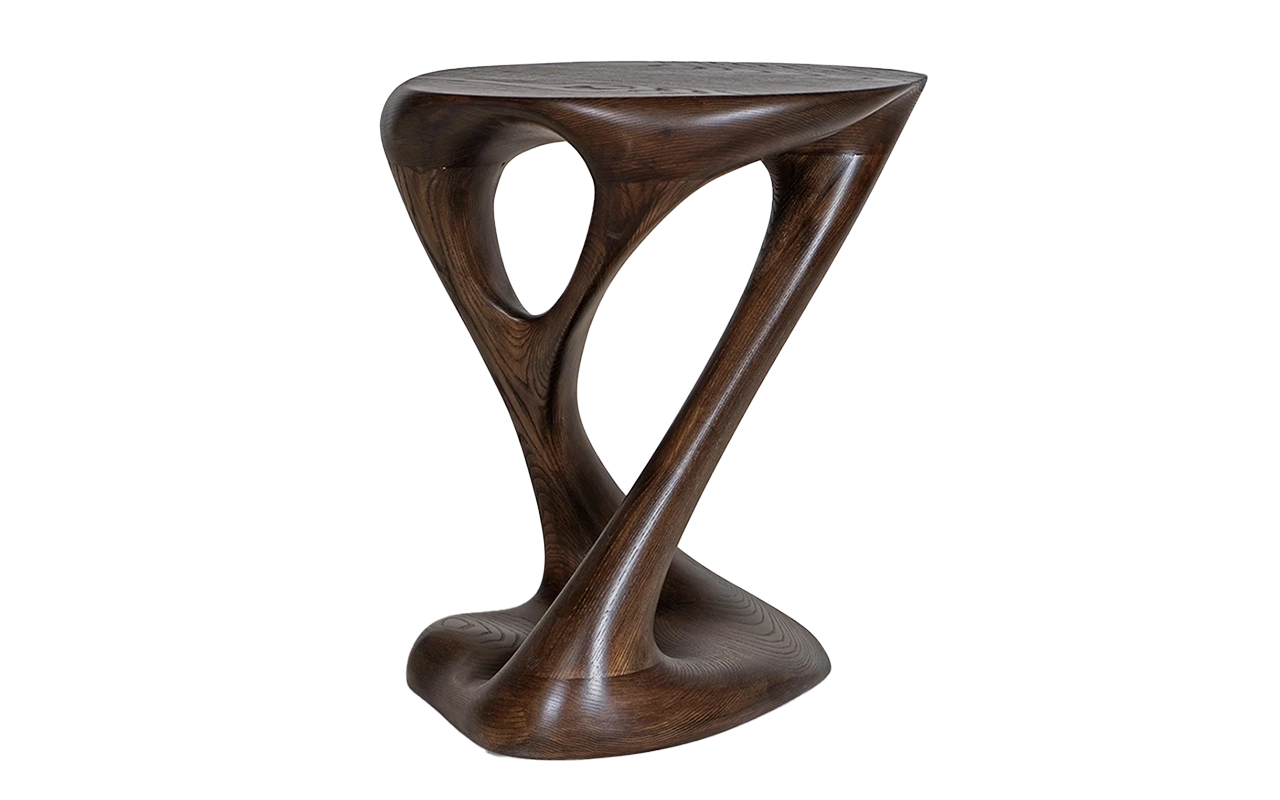 Sculptural solid wood side table Sasha by Amorph Studio