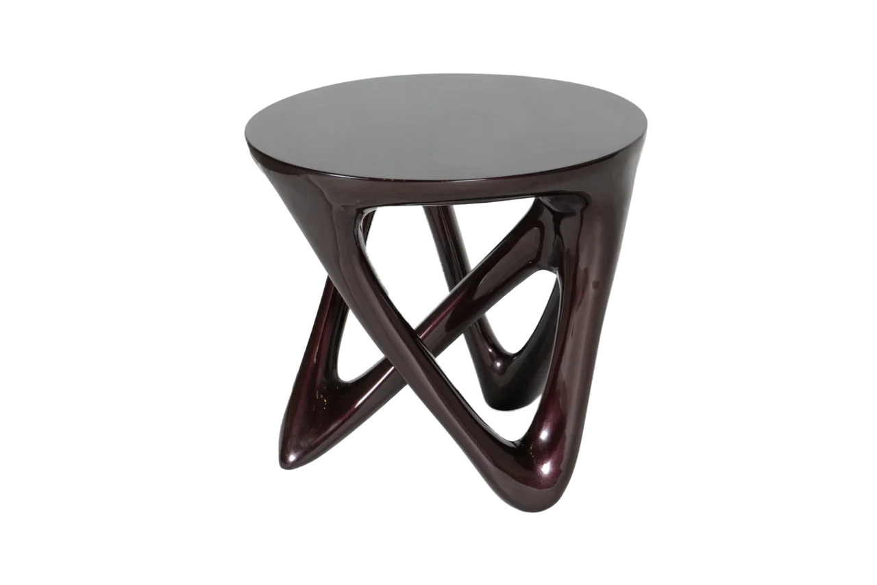 Sculptural solid wood side table Ya by Amorph Studio