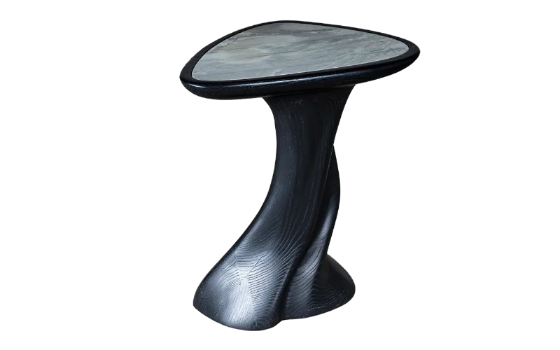 Sculptural solid wood side table Abbi by Amorph Studio