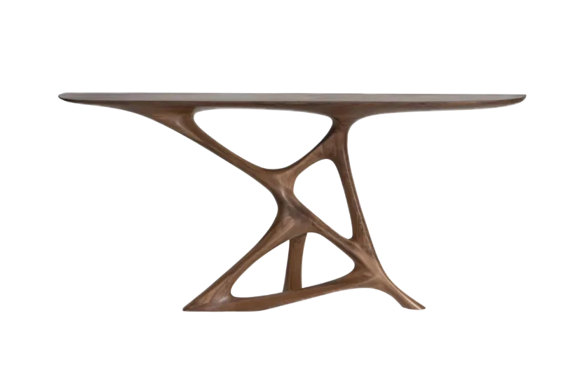 sculptural solid wood console table Anika by Amorph