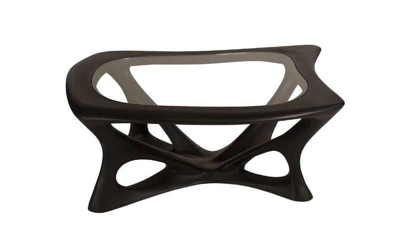 Sculptural solid wood coffee table Ariella by Amorph Studio