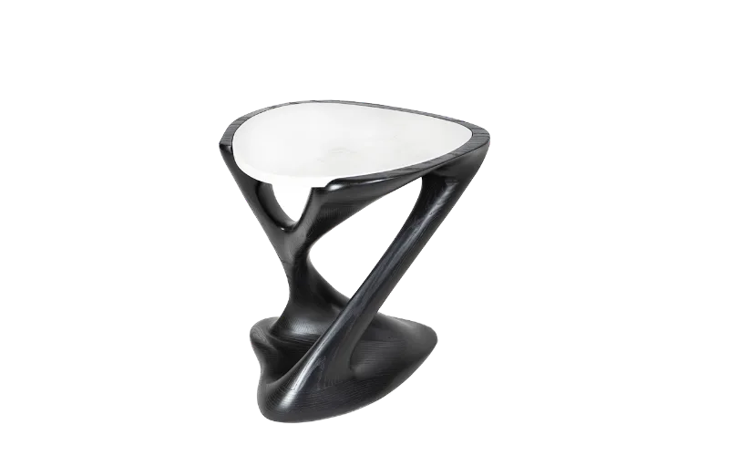 Sculptural solid wood side table Amy by Amorph Studio