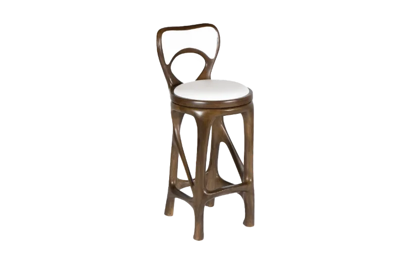 sculptural wood bar stool Agna by Amorph