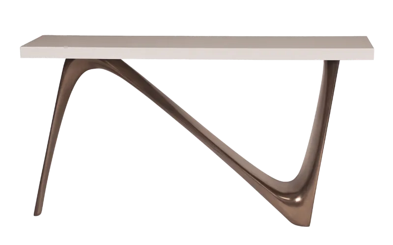 sculptural wood console table Aviva by Amorph
