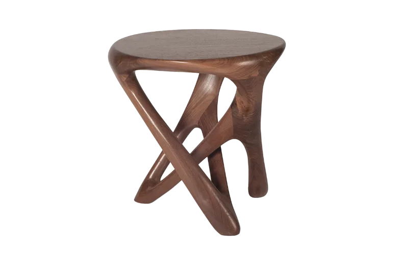 Sculptural solid wood side table Avana by Amorph Studio