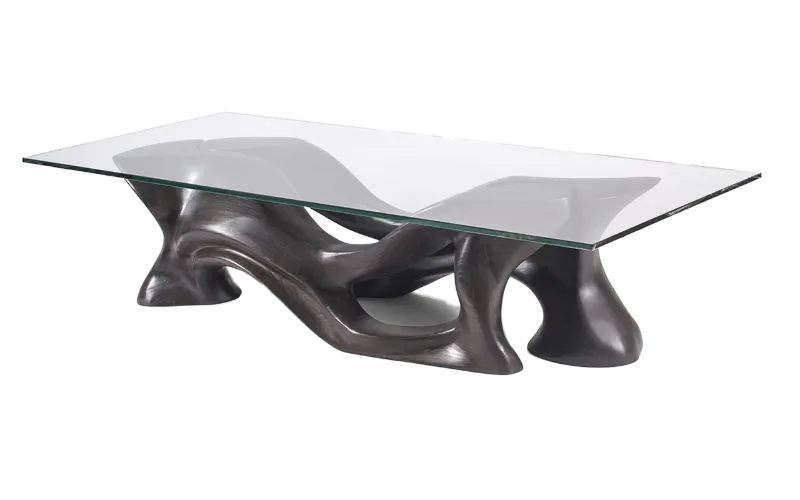 Sculptural solid wood coffee table Crux by Amorph Studio