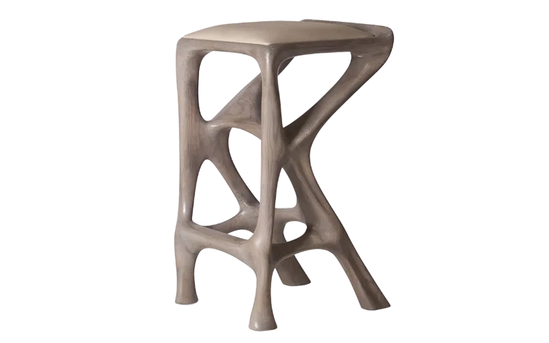 sculptural solid wood stool Chimera by Amorph