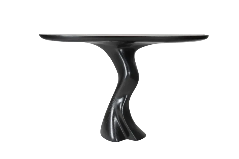 sculptural solid wood console table Haya by Amorph