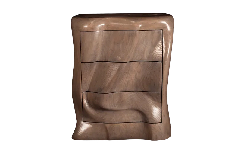 sculptural wood nightstand Hana by Amorph