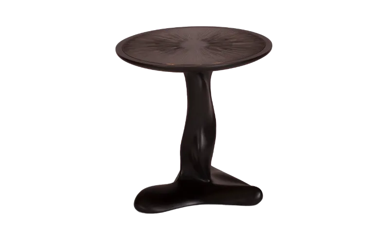 Sculptural solid wood side table Helios by Amorph Studio