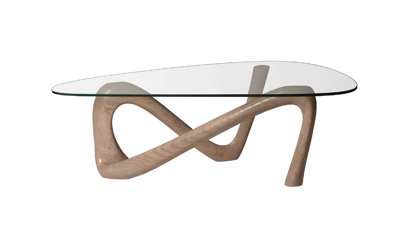 Sculptural solid wood coffee table Iris by Amorph Studio