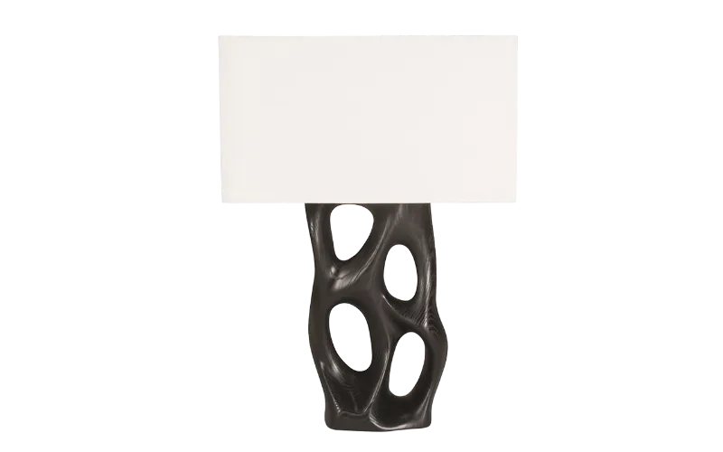 Sculptural solid wood table lamp Loop by Amorph Studio