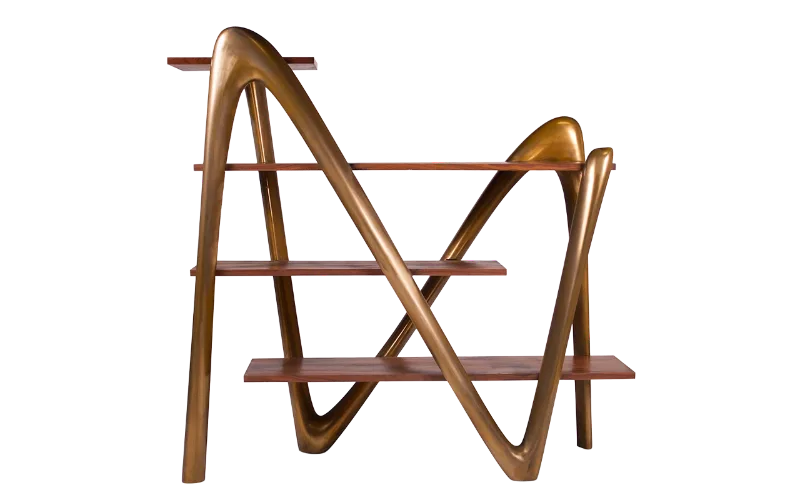 sculptural wood bookcase Luxor by Amorph