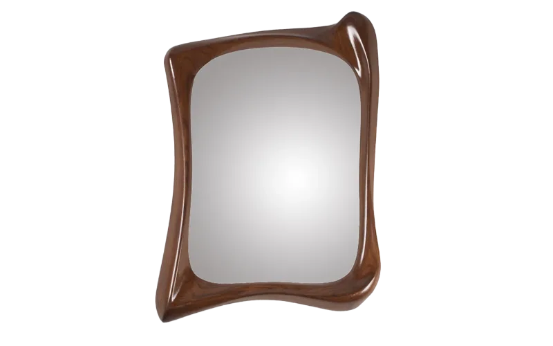sculptural wood wall mirror Narcissus by Amorph