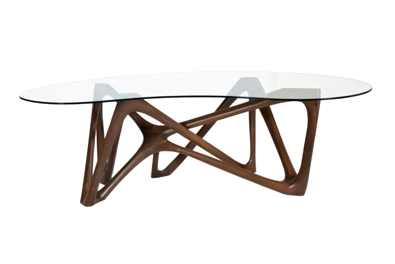 Sculptural solid wood dining table Nars by Amorph Studio