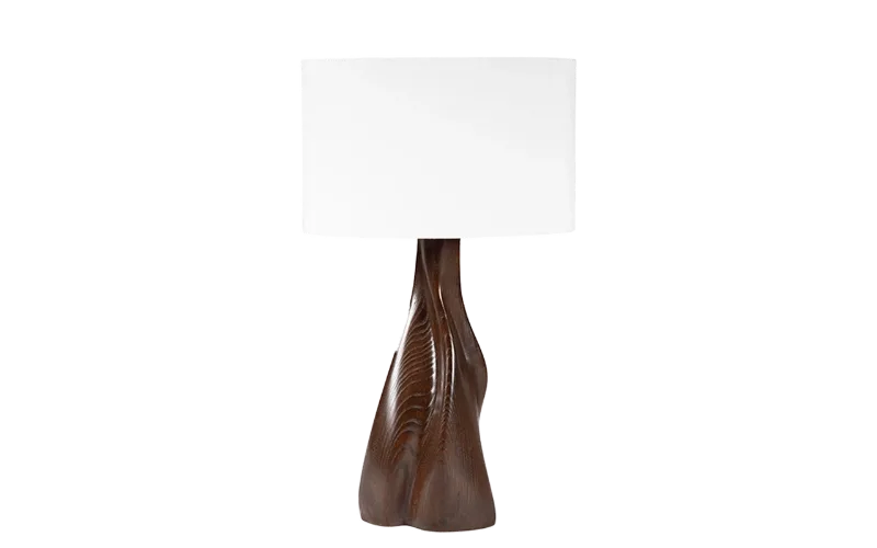 Sculptural solid wood table lamp Nectar by Amorph Studio