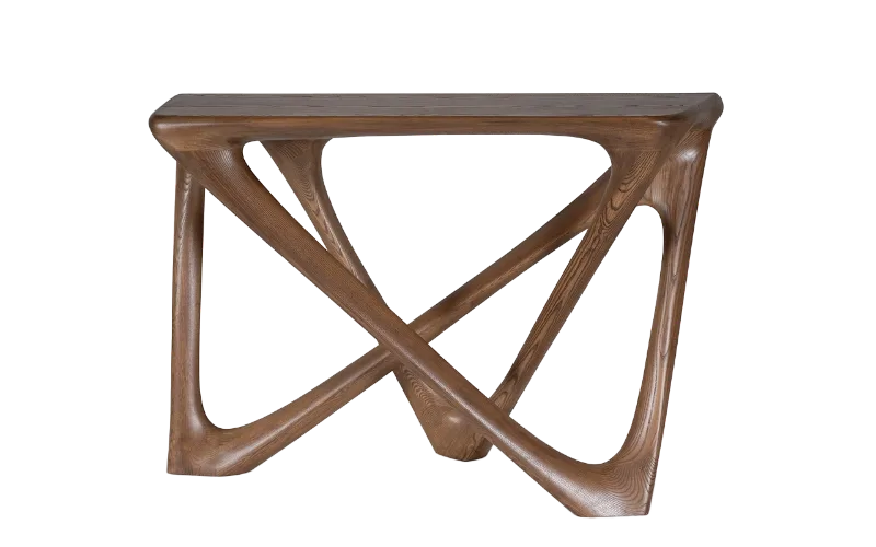 sculptural solid wood console table Nava by Amorph