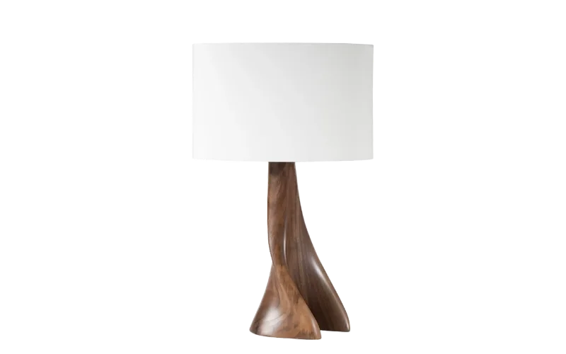 Sculptural solid wood table lamp Nile by Amorph Studio