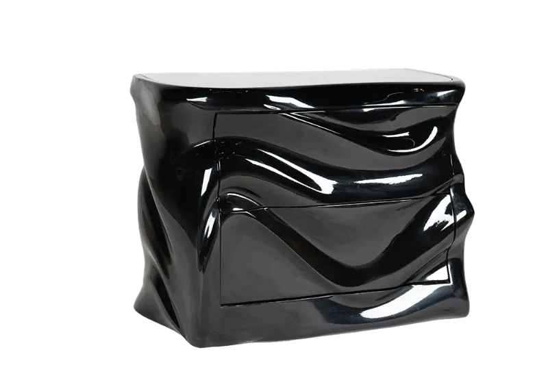 sculptural wood nightstand Noor by Amorph