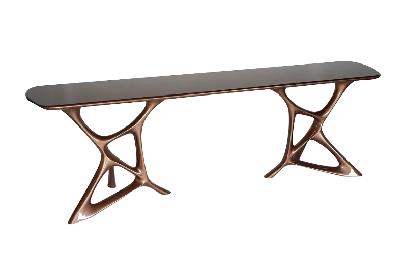 sculptural wood console table Nika by Amorph