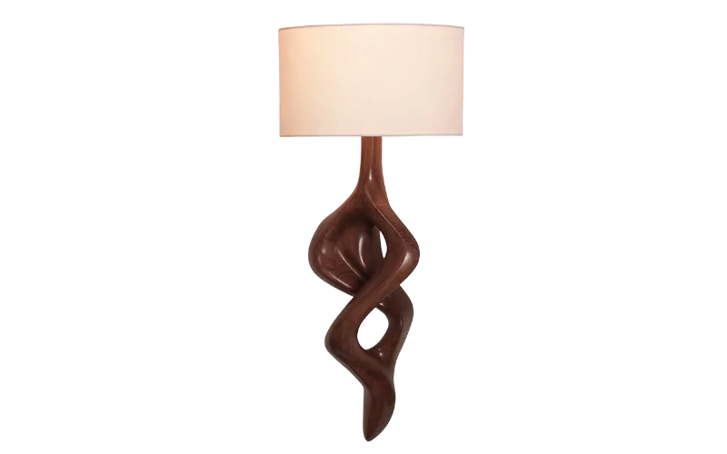 Sculptural solid wood wall sconce Nomi by Amorph Studio
