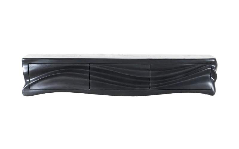 sculptural solid wood wall mounted cabinet Ocean by Amorph
