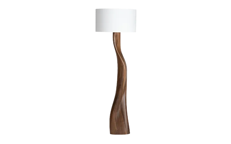 Sculptural solid wood floor lamp Roman by Amorph Studio