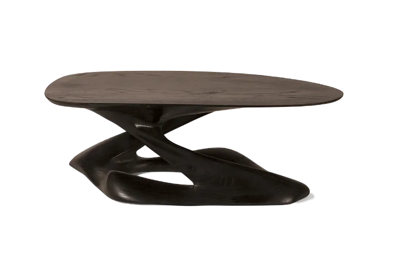 Sculptural solid wood coffee table Plie by Amorph Studio