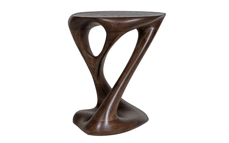 Sculptural solid wood side table Sasha by Amorph Studio