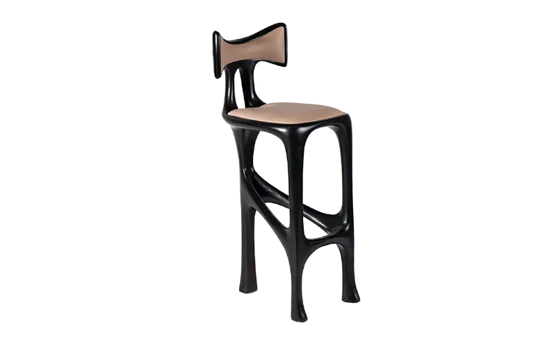 sculptural wood bar stool Tripa by Amorph