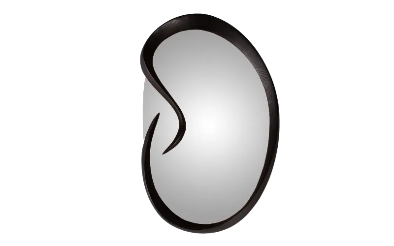 sculptural wood wall mirror Swan by Amorph