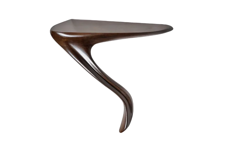 sculptural solid wood wall mounted console table Yena by Amorph